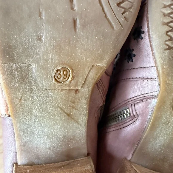 A.S.98 Tofy Peep toe embellished Boho ankle bootie, 39/9 pinkish tan, great shoe - Picture 2 of 16